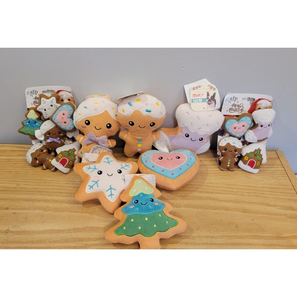 All For Paws Other - TJX Pre-Production Sample AFP Christmas Frosted Cookie Dog Toy Plush Lot 8pc